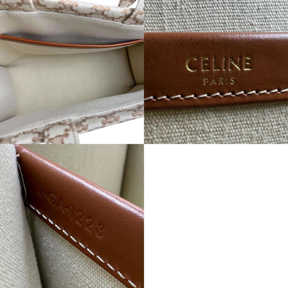 CELINE Tote Bag Shoulder Large Cabatais Canvas Beige Brown Women's z5192 - Picture 5 of 5